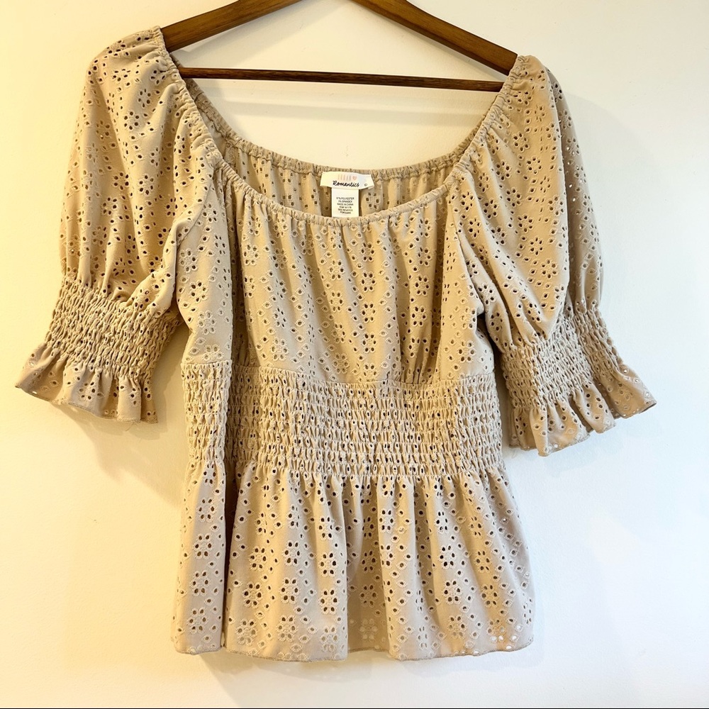 New Taupe Eyelet Women’s Top L